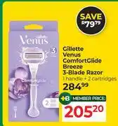Dis-Chem Gillette Venus Comfort Glide Breeze 3 Blade Razor 1 Handle + 2 Cartridges offer