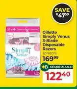Dis-Chem Gillette Simply Venus 3 Blade Disposable Razors 12 Razors offer