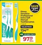 Dis-Chem Elmex Sensitive Professional Extra Soft Manual Toothbrushes 2 Pack-Per Pack offer
