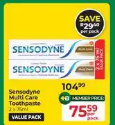 Dis-Chem Sensodyne Multi Care Toothpaste-2 x 75ml Per Pack offer