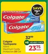 Dis-Chem Colgate Toothpaste Maximum Cavity Protection Or Gel-100ml Each offer