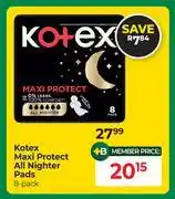 Dis-Chem Kotex Maxi Protect All Nighter Pads 8 Pack offer