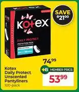 Dis-Chem Kotex Daily Protect Unscented Pantyliners 100 Pack offer