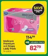 Dis-Chem Molicare Premium 4.5 Drops Lady Pads 14 Pack offer