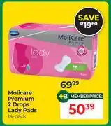 Dis-Chem Molicare Premium 2 Drops Lady Pads 14 Pack offer