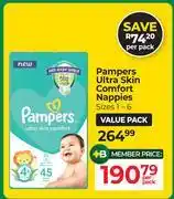 Dis-Chem Pampers Ultra Skin Comfort Nappies Sizes 1-6 Value Pack-Per Pack offer