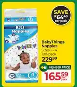 Dis-Chem Baby Things Nappies Sizes 1-4 100 Pack-Per Pack offer