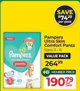 Dis-Chem Pampers Ultra Skin Comfort Pants Sizes 3-6 Value Pack-Per Pack offer