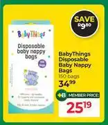 Dis-Chem Baby Things Disposable Baby Nappy Bags 150 Bags offer