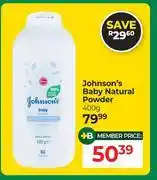 Dis-Chem Johnson's Baby Natural Powder-400g offer