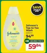 Dis-Chem Johnson's Top To Toe Wash-500ml offer