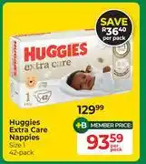 Dis-Chem Huggies Extra Care Nappies Size 1 42 Pack-Per Pack offer