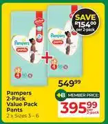 Dis-Chem Pampers 2 Pack Value Pack Pants 2 x Sizes 3-6-Per 2 Pack offer