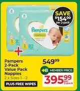 Dis-Chem Pampers 2 Pack Value Pack Nappies 2 x Sizes 1-2-Per 2 Pack offer