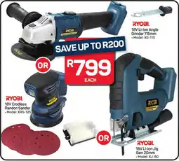 Pick n Pay Hypermarket RYOBI 18V Li-Ion Angle Grinder or 18V Crodless Randon Sander or RYOBI 18V Li-Ion Jig Saw offer