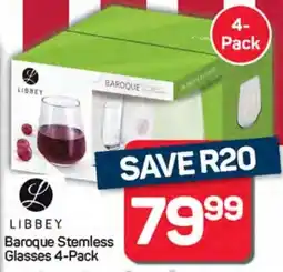 Pick n Pay Hypermarket LIBBEY Baroque Stemless Glasses offer