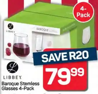 Pick n Pay Hypermarket LIBBEY Baroque Stemless Glasses offer