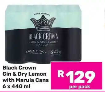 Game Black Crown Gin & Dry Lemon with Marula Cans offer