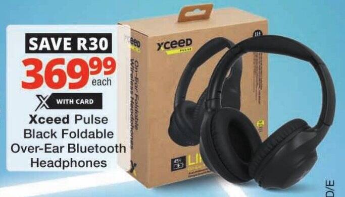 Xceed Pulse Black Foldable Over-Ear Bluetooth Headphones