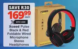 Checkers Xceed Pulse Black & Red Foldable Wired Microphone Stereo Headphones offer