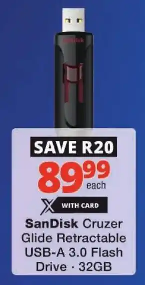 Checkers SanDisk Cruzer Glide Retractable USB-A 3.0 Flash Drive offer