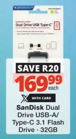 Checkers SanDisk Dual Drive USB-A/ Type-C 3.1 Flash Drive offer