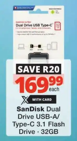 Checkers SanDisk Dual Drive USB-A/ Type-C 3.1 Flash Drive offer