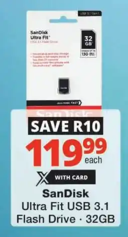 Checkers SanDisk Ultra Fit USB 3.1 Flash Drive offer