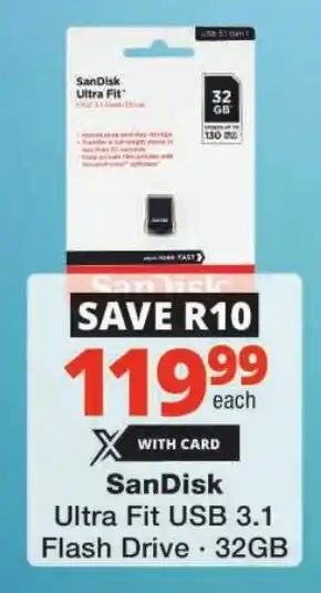 Checkers SanDisk Ultra Fit USB 3.1 Flash Drive offer