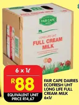 Shoprite Fair cape dairies ecofresh uht long life full cream milk offer