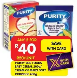 Shoprite Purity 2nd foods baby cereal/ cream of maize soft porridge offer