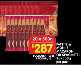 Shoprite Fatti's & moni's macaroni or spaghetti offer