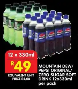 Shoprite Mountain dew/ pepsi original/ zero sugar soft drink offer