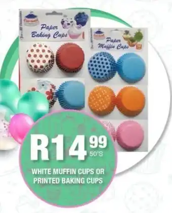 Take 'n Pay White muffin cups or printed baking cups offer