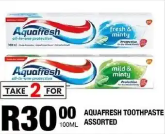 Take 'n Pay Aquafresh toothpaste assorted offer