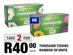 Take 'n Pay Twinsaver tissues rainbow or white offer