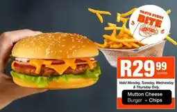 Take 'n Pay Mutton Cheese Burger + Chips offer