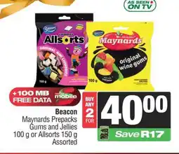 Spar Beacon Maynards Prepacks Gums and Jellies offer