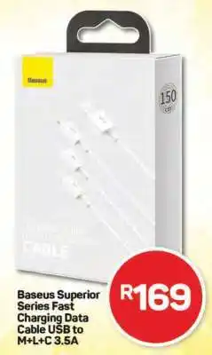 Pick n Pay Baseus Superior Series Fast Charging Data Cable USB to M+L+C 3.5A offer