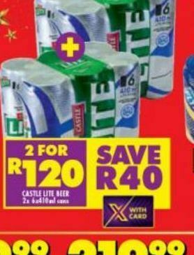 Shoprite Liquor Castle lite beer 2 offer