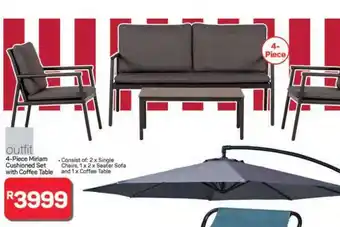 Pick n Pay Hypermarket 4-Piece Miriam Cushioned Set with Coffee Table offer