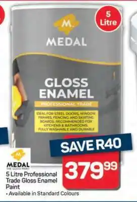 Pick n Pay Hypermarket Medal 5 Litre Professional Trade Gloss Enamel Paint offer