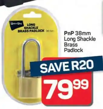 Pick n Pay Hypermarket PnP 38mm Long Shackle Brass Padlock offer