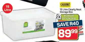 Pick n Pay Hypermarket ADDIS 15 Litre Clearly Neat Storage Box offer