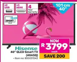 Game Hisense 40 QLED Smart TV (40A50Q) offer