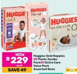 Game Huggies Gold Nappies OR Pants Jumbo Pack OR Extra Care Value Pack offer