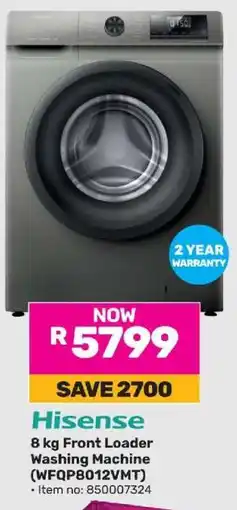 Game Hisense 8 kg Front Loader Washing Machine (WFQP8012VMT) offer