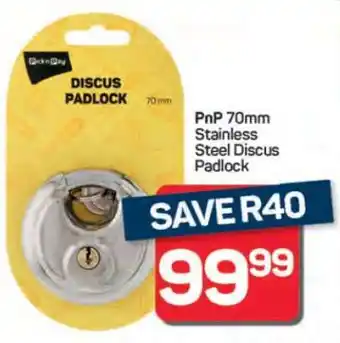 Pick n Pay Hypermarket PnP 70mm Stainless Steel Discus Padlock offer