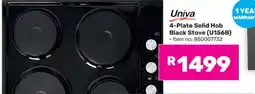 Game Univa 4-Plate Solid Hob Black Stove (U156B) offer