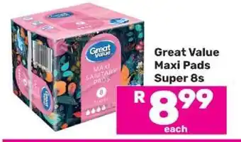 Game Great Value Maxi Pads Super 8s offer